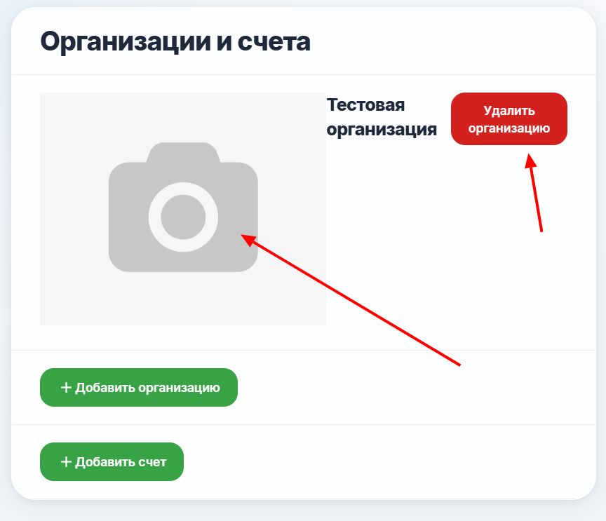 редактирование организации